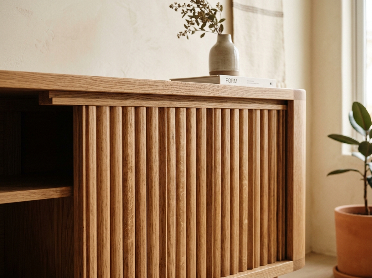 Fluted Oak Media Console