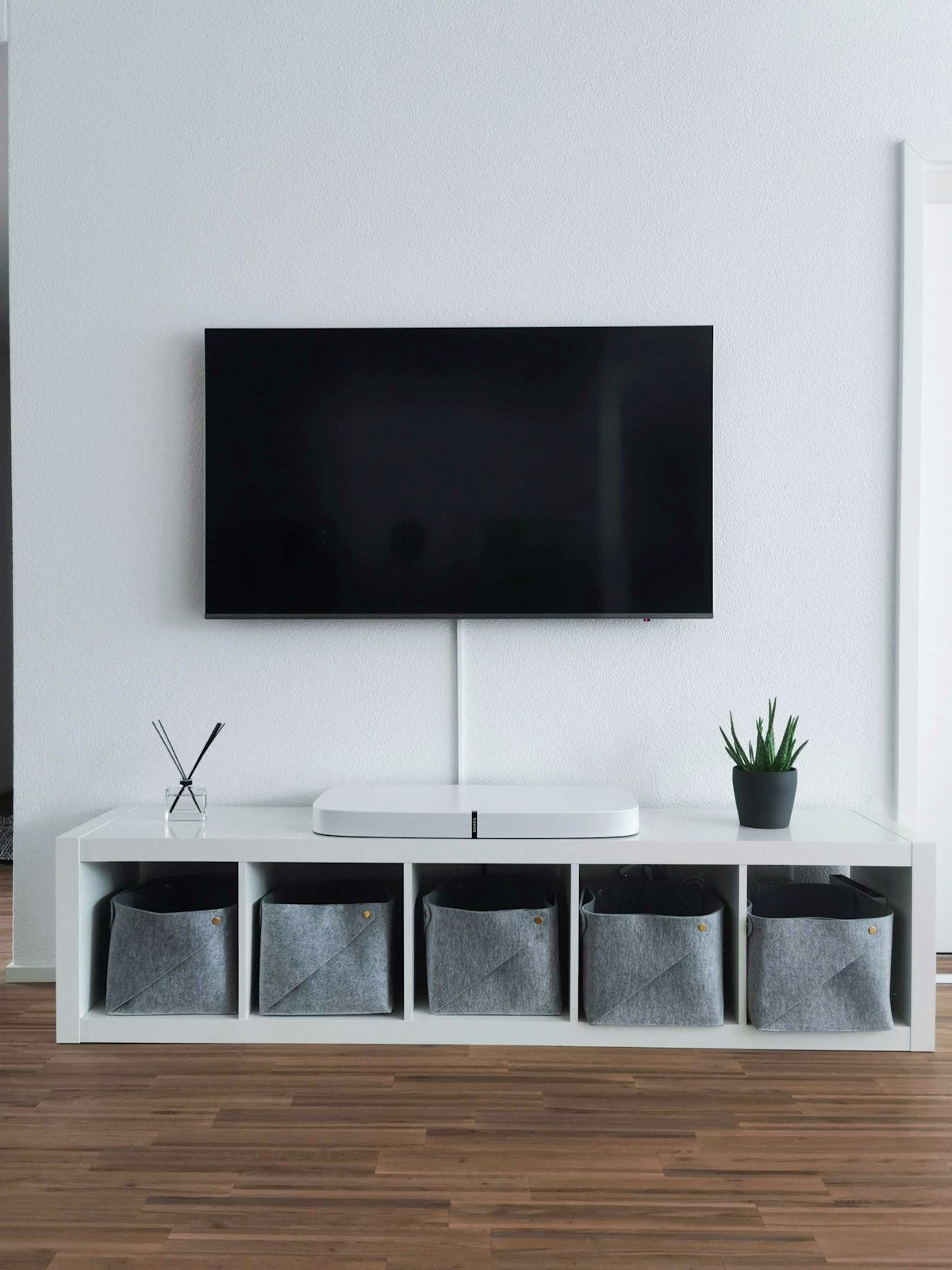 Low-Profile White Media Console