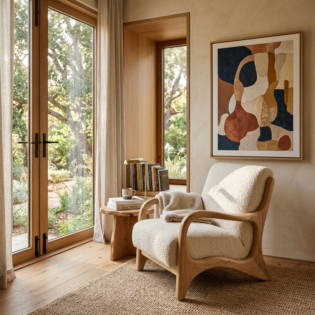 Sculpted Bouclé Lounge Armchair